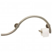 Choose LEFT or RIGHT Piano Curved bar with Toilet Roll Holder, Satin Stainless