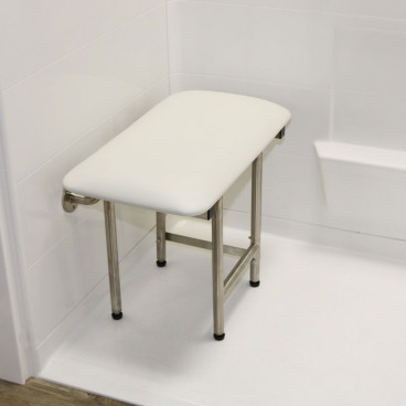 Folding Shower Bench with legs in shower 