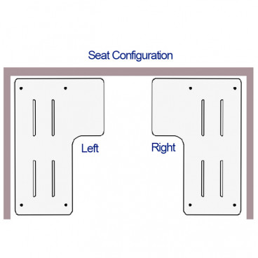 shower seat handing diagram shows left and right