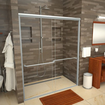 curb free tiled shower 