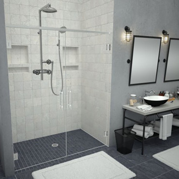 curb free tiled shower pan