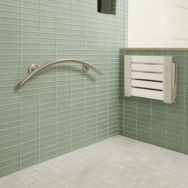 crescent style grab bar for shower