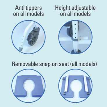 18" Tilt Aluminum Rolling Shower Commode Chair with 24" wheels