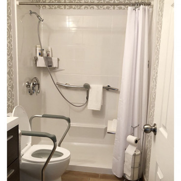 easy step shower with seat and grab bars