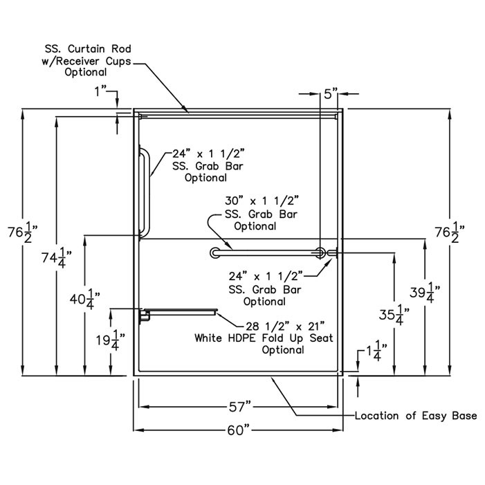 one piece accessible shower drawing