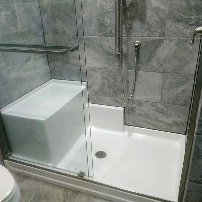 Shower Base With Left Hand Molded Seat, Tiled Shower Stalls With Seats