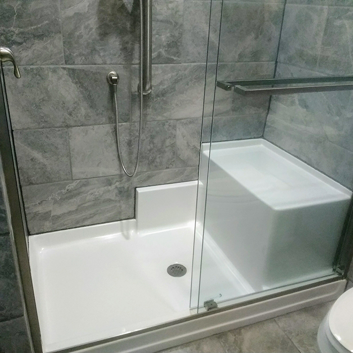 Shower Pan Right Molded Seat, Tiled Shower Stalls With Seats