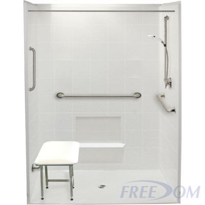 60" x 37" Freedom Accessible Shower, Center Drain
