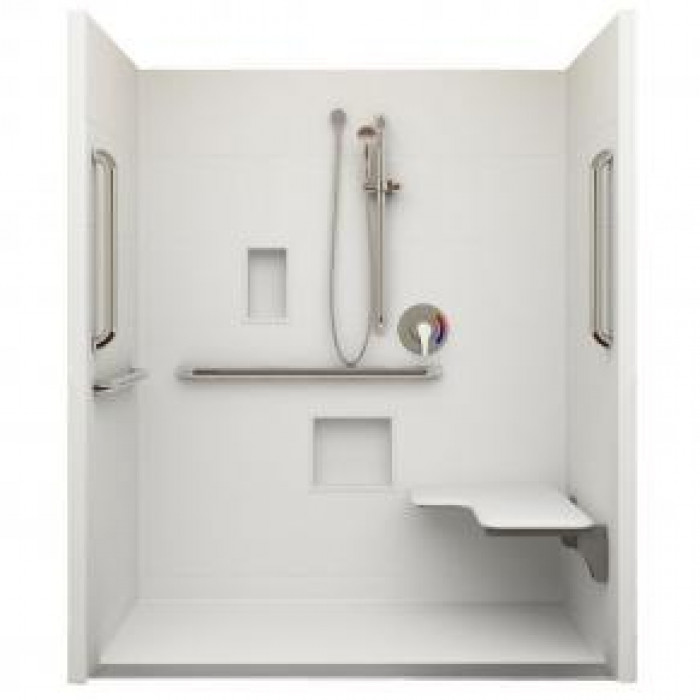 62" x 32" ADA Roll In Shower, Linear Drain, COL threshold, Right