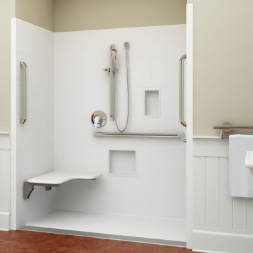 ADA linear drain shower left seat