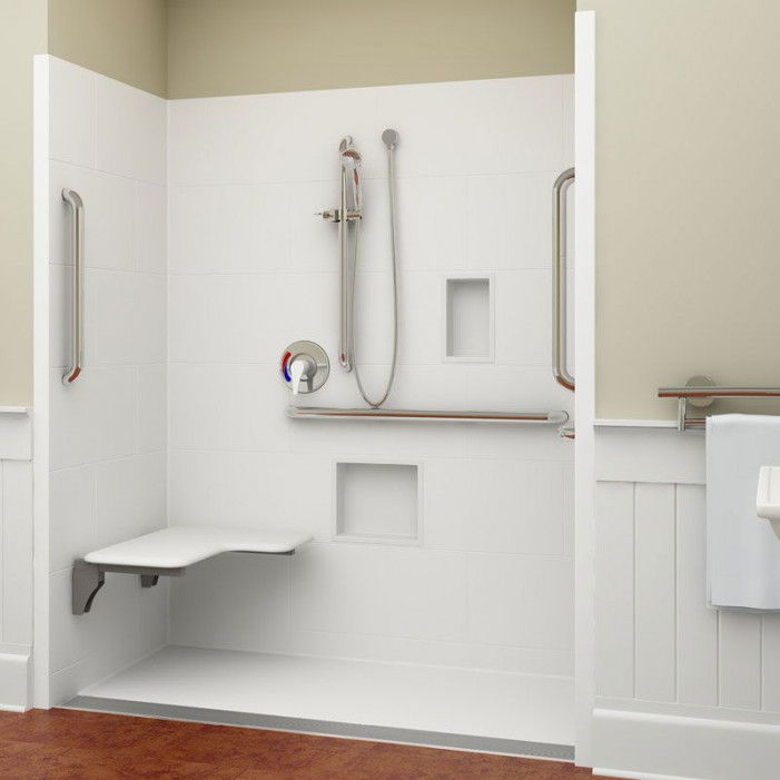 ADA linear drain shower left seat