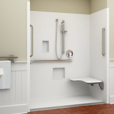 ADA linear drain shower right seat