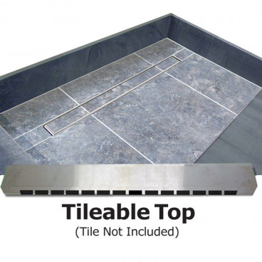 63" x 32" Barrier Free Shower Pan, Tileable Grate