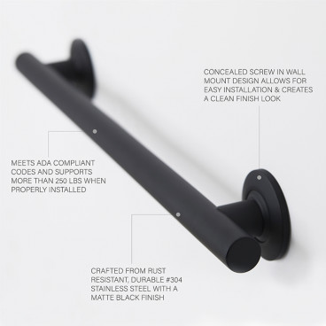 features of matte black powder coated grab bars