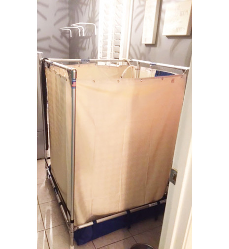 temporary fold up shower set up for hip replacement recovery