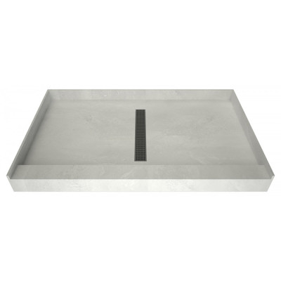 60 x 34 Curbed Shower Pan, Brushed Nickel, center drain