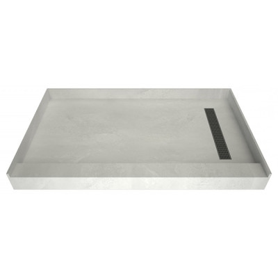 60 x 42 Curbed Shower Pan, Brushed Nickel, right drain