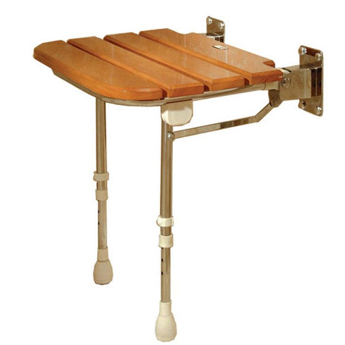 Freedom Folding Shower Seat With Legs, Rubberwood (18 ⅞" x 18 ¾")