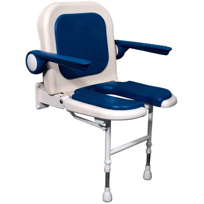Wide Commode Shower Seat with Back and Arms