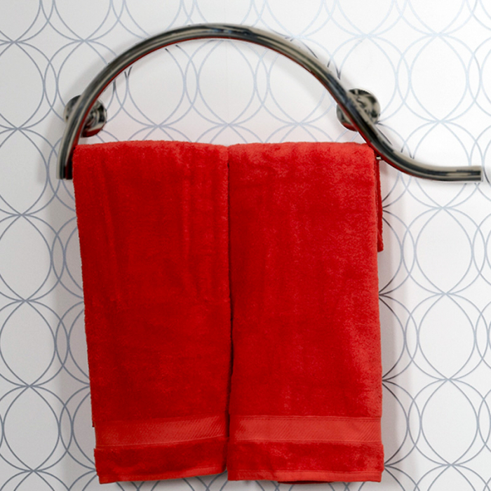 Freedom Piano Curved Grab bar with towel bar, Satin Stainless