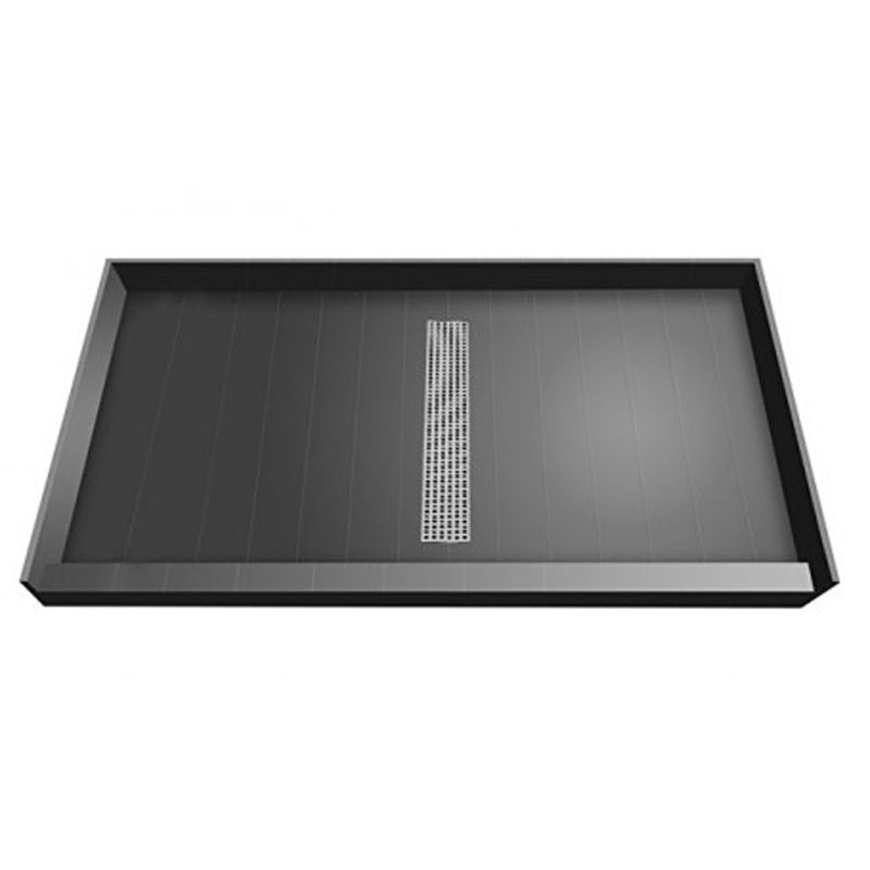 Tile Over Easy Step Shower Pan, Center Trench Drain (60" x 36")